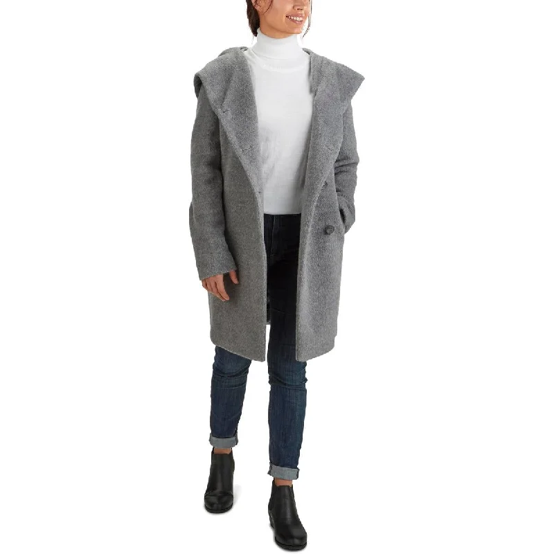 Womens Wool Blend Hooded Wool Coat