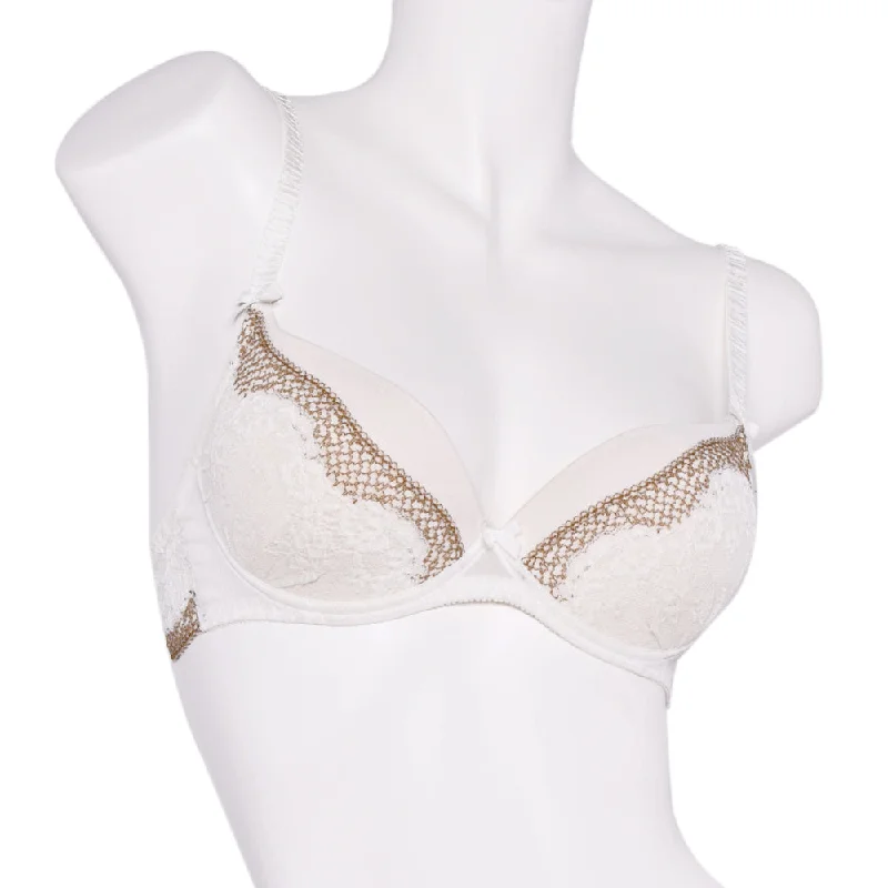 Selmark Deep Plunge Push Up Bra Ivory